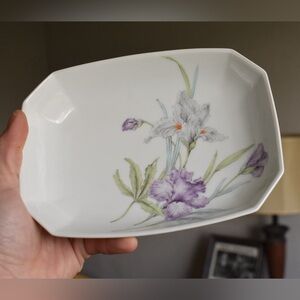 AK Kaiser MARINA Decorative Dish Irises K Nossek, W. Germany 7.25"L 5.50 W  1.5D